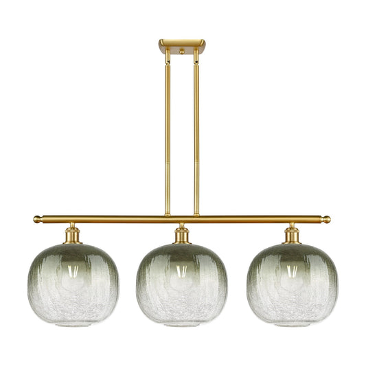 Innovations Brookhaven Sphere 37in 3-Light Island Light | Industrial Satin Gold Steel and Slate Glass | Kitchen Island & | Model 516-3I-SG-G481-10SL