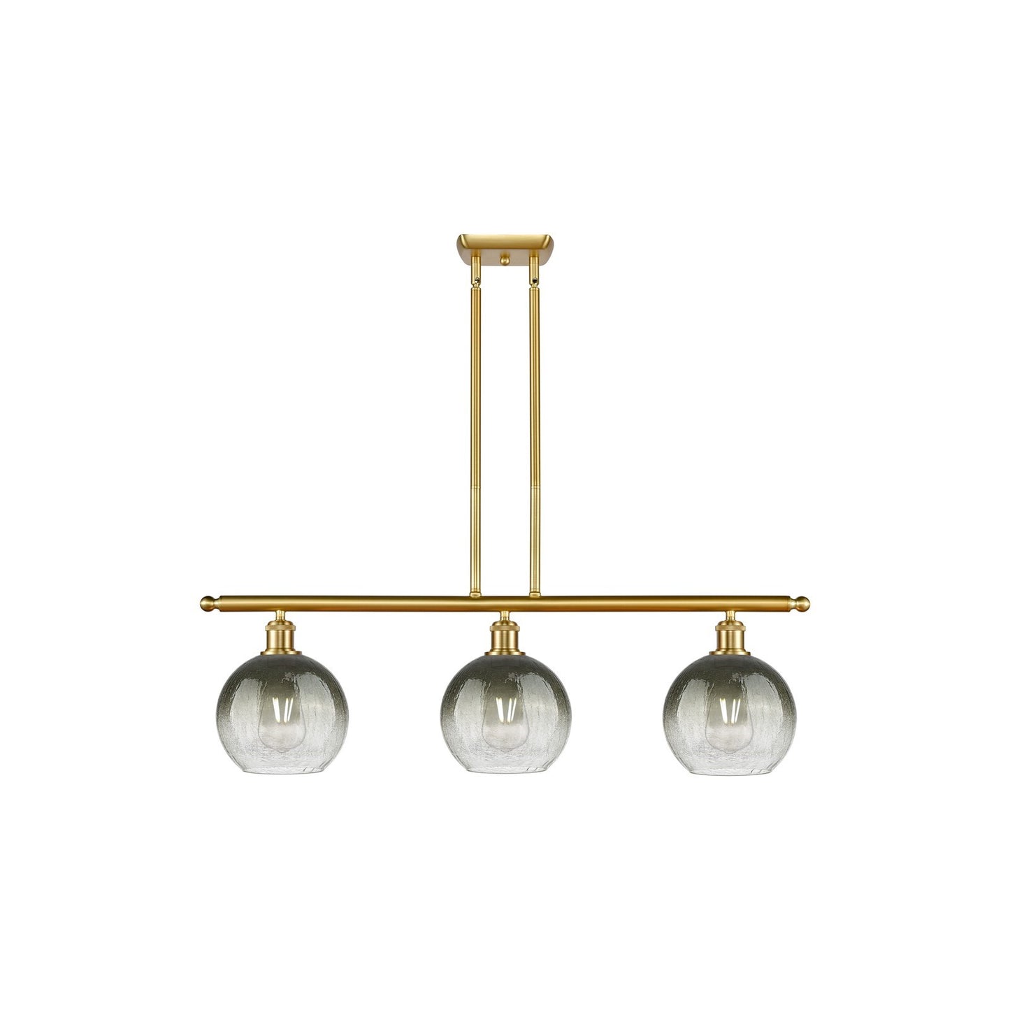 Innovations Brookhaven Globe 36in 3-Light Island Light | Industrial Satin Gold Steel and Slate Glass | Kitchen Island & Dining | Model 516-3I-SG-G483-8SL
