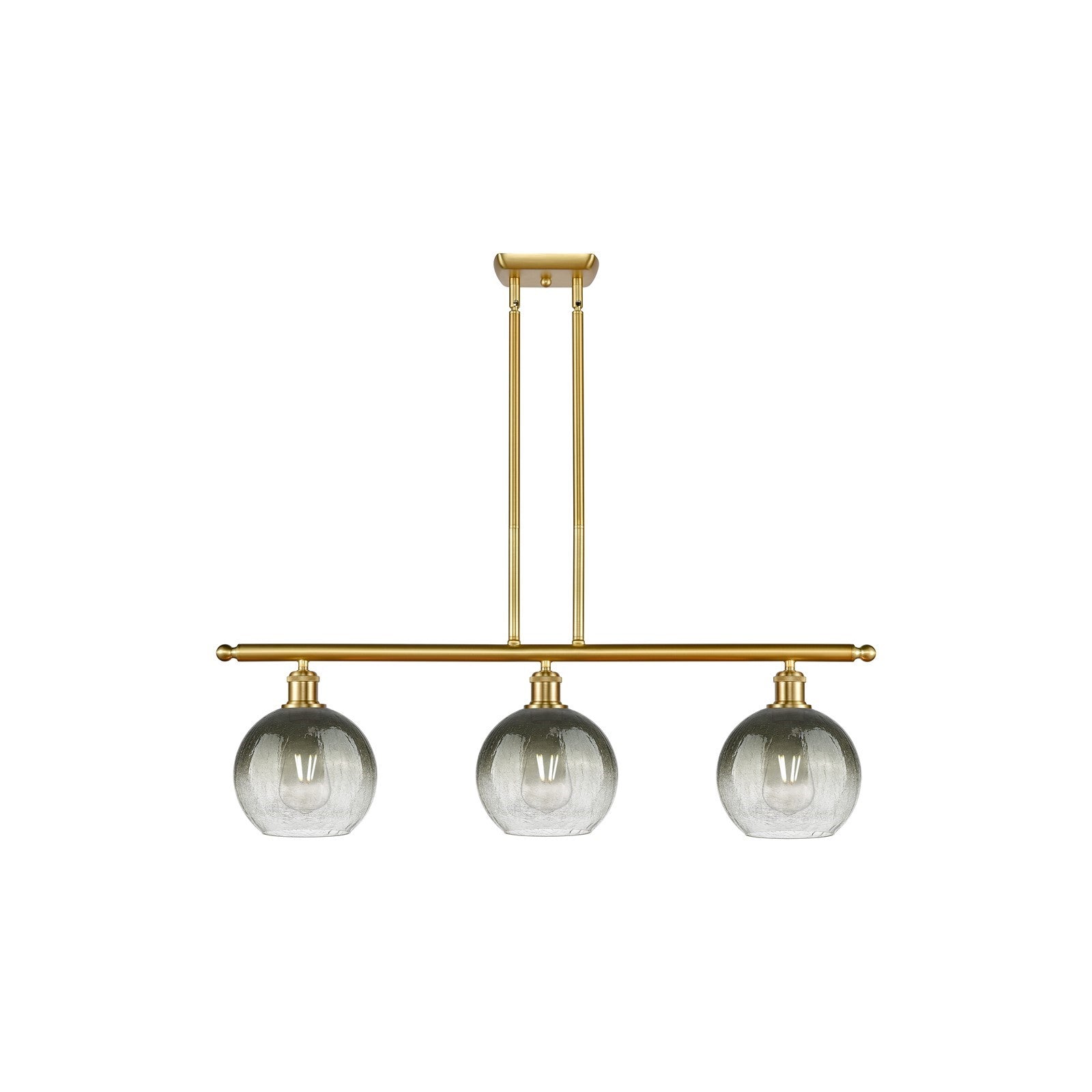 Innovations Brookhaven Globe 36in 3-Light Island Light | Industrial Satin Gold Steel and Slate Glass | Kitchen Island & Dining | Model 516-3I-SG-G483-8SL