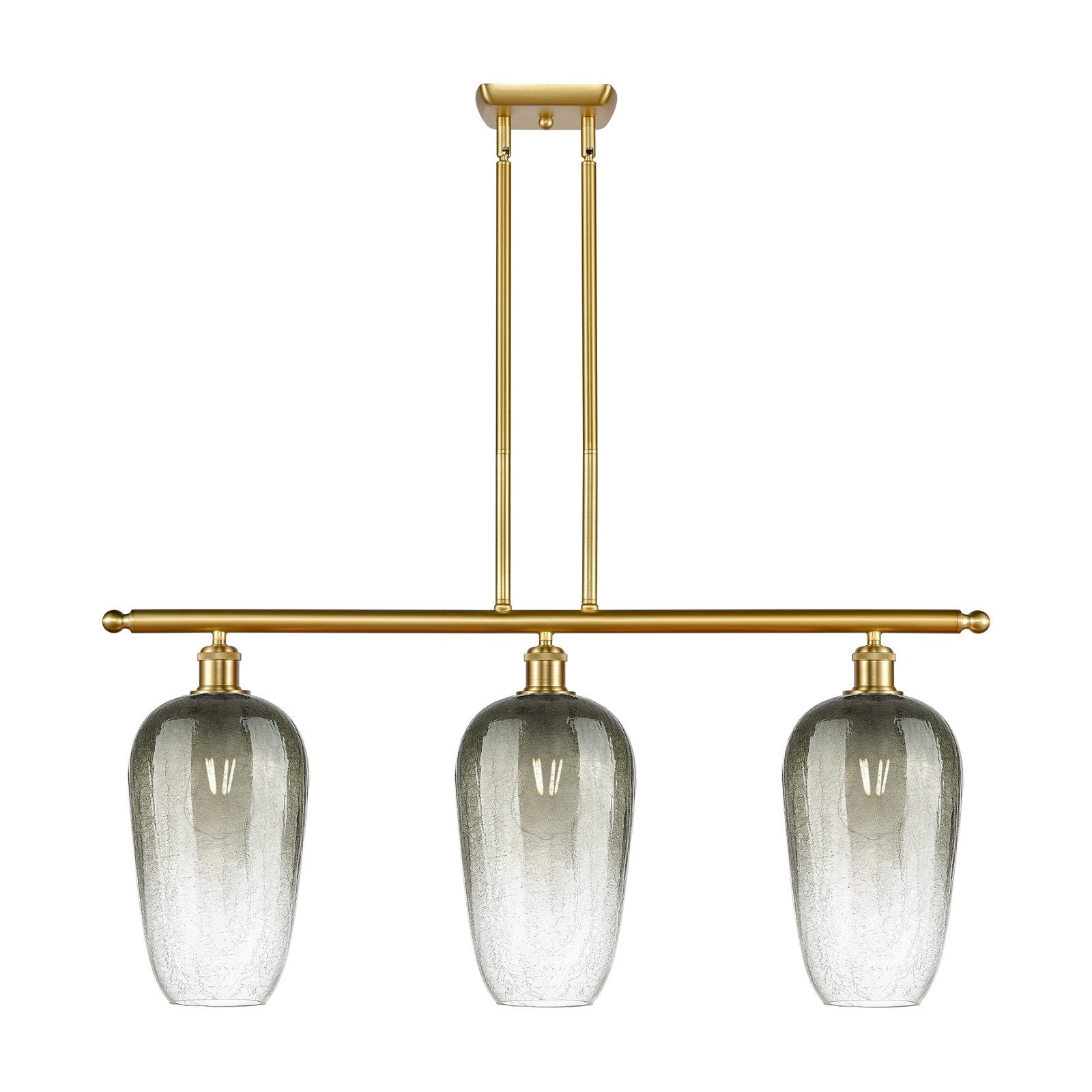 Innovations Brookhaven Flute 36in 3-Light Island Light | Industrial Satin Gold Steel and Slate Glass | Kitchen Island & Dining | Model 516-3I-SG-G484-7SL