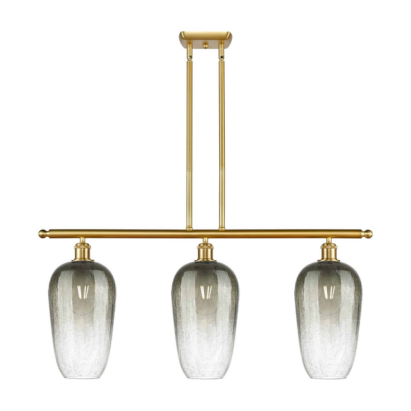 Innovations Brookhaven Flute 36in 3-Light Island Light | Industrial Satin Gold Steel and Slate Glass | Kitchen Island & Dining | Model 516-3I-SG-G484-7SL