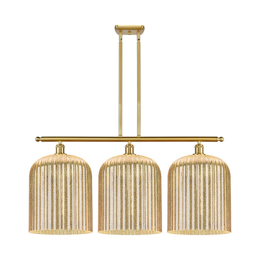 Innovations Bridal Veil 36in 3-Light Island Light | Art Nouveau Satin Gold Steel and Cast Brass with Mercury Ribbed Glass | Model 516-3I-SG-G559-12ME