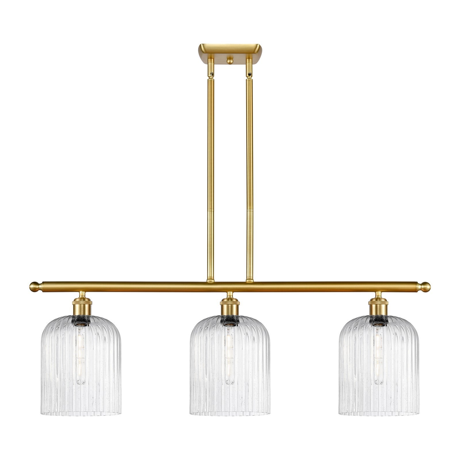 Innovations Bridal Veil 36in 3-Light Island Light | Art Nouveau Satin Gold Steel and Cast Brass with Seedy Glass Shade | Model 516-3I-SG-G559-8SDY