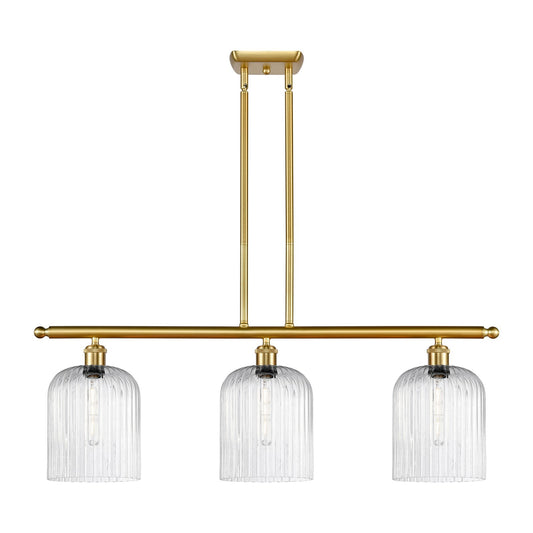 Innovations Bridal Veil 36in 3-Light Island Light | Art Nouveau Satin Gold Steel and Cast Brass with Seedy Glass Shade | Model 516-3I-SG-G559-8SDY