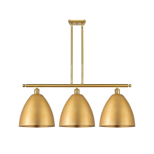 Innovations Bristol 39in 3-Light Island Light | Industrial Farmhouse Satin Gold Steel and Cast Brass with Satin Gold Metal | Model 516-3I-SG-MBD-12-SG