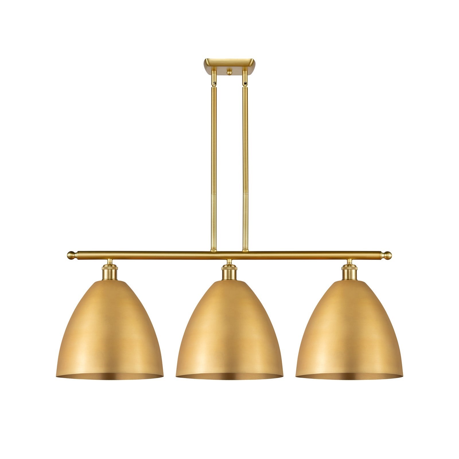 Innovations Bristol 39in 3-Light Island Light | Industrial Farmhouse Satin Gold Steel and Cast Brass with Satin Gold Metal | Model 516-3I-SG-MBD-12-SG-LED