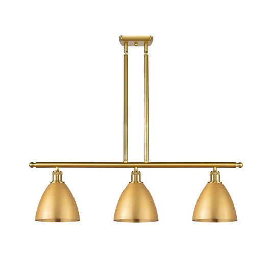 Innovations Bristol 36in 3-Light Island Light | Industrial Farmhouse Satin Gold Steel and Cast Brass with Satin Gold Metal | Model 516-3I-SG-MBD-75-SG