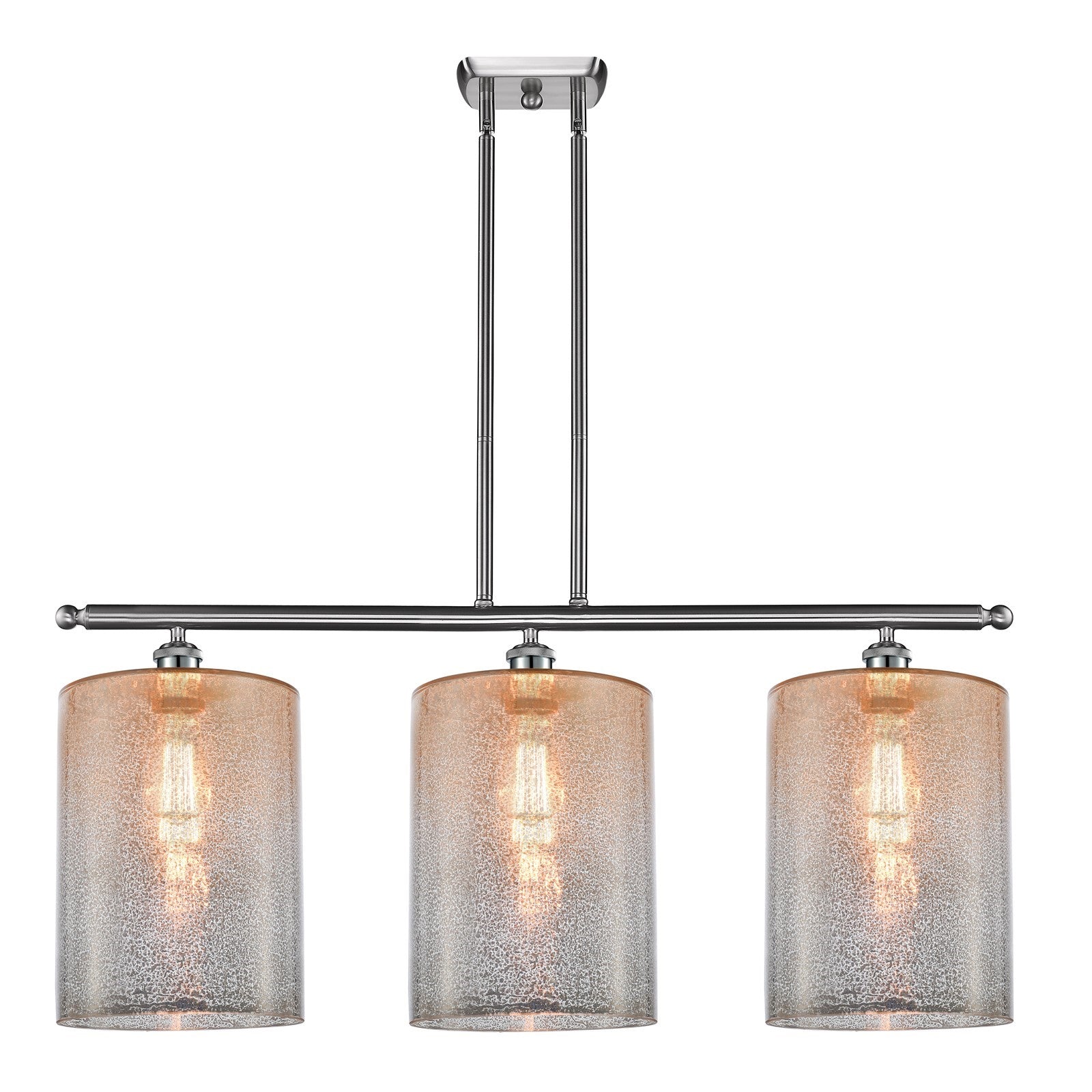 Innovations Cobbleskill 36in 3-Light Island Light | Industrial Brushed Satin Nickel Steel and Mercury Glass | Kitchen Island & | Model 516-3I-SN-G116-L