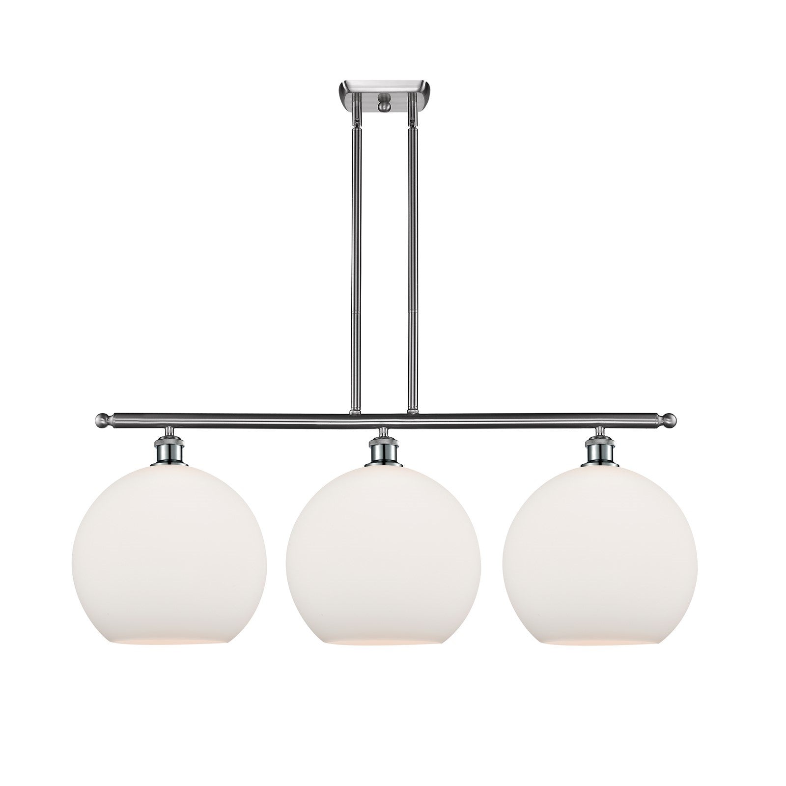 Innovations Athens 38in 3-Light Island Light | Industrial Brushed Satin Nickel and Matte White Glass | Kitchen Island & Dining | Model 516-3I-SN-G121-12