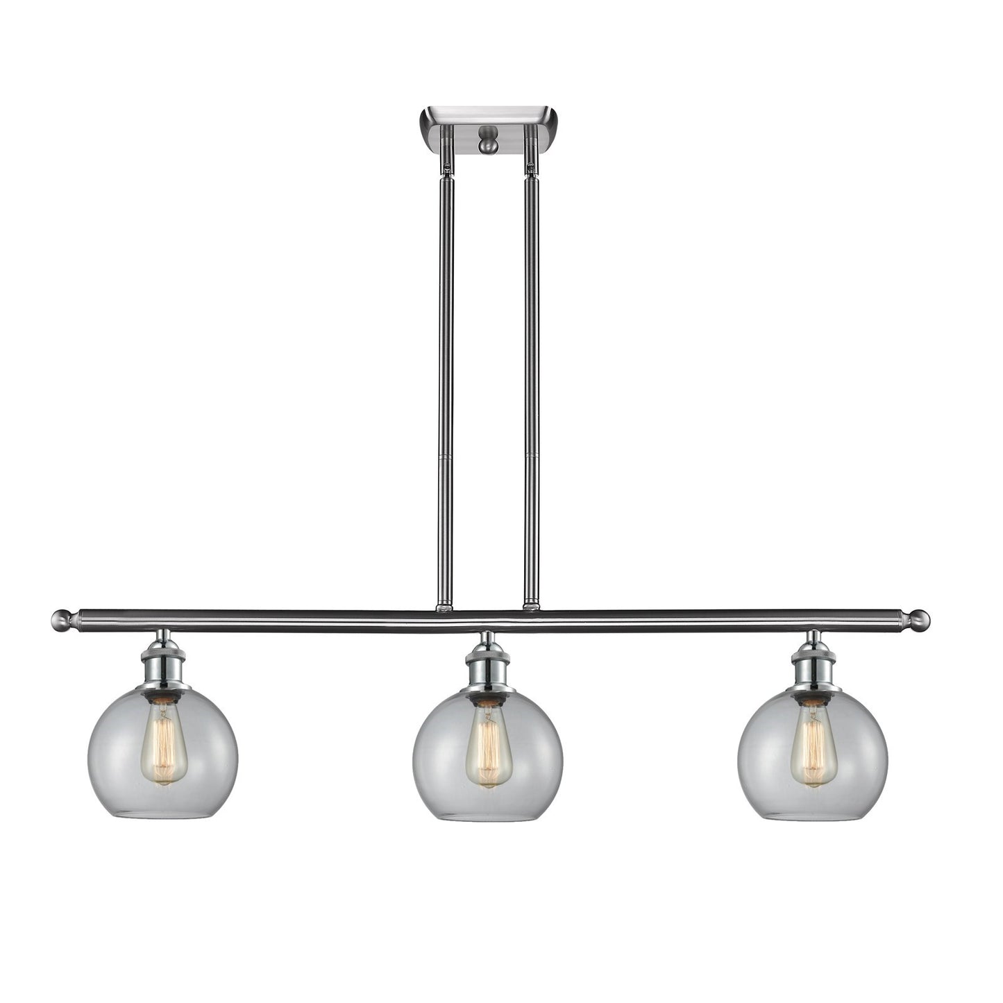 Innovations Athens 36in 3-Light Island Light | Modern Farmhouse Brushed Satin Nickel and Clear Basket Weave Glass | Kitchen | Model 516-3I-SN-G122C-8CL