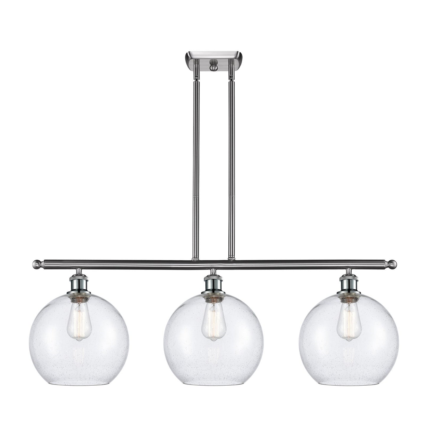 Innovations Athens 37in 3-Light Island Light | Industrial Brushed Satin Nickel Steel and Seedy Glass | Kitchen Island & Dining | Model 516-3I-SN-G124-10