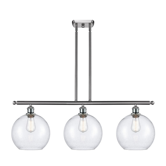 Innovations Athens 37in 3-Light Island Light | Industrial Brushed Satin Nickel Steel and Seedy Glass | Kitchen Island & Dining | Model 516-3I-SN-G124-10