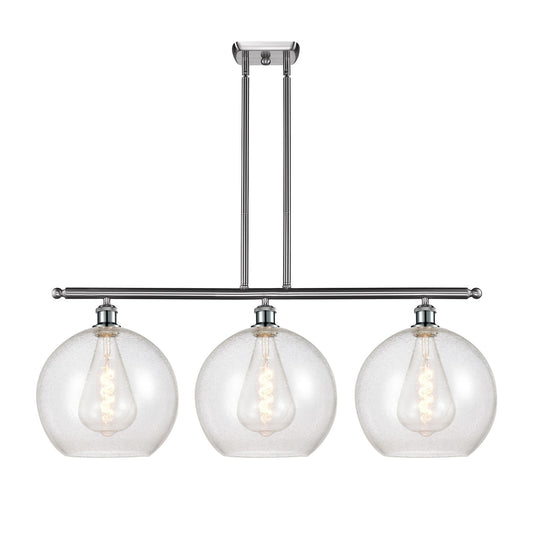 Innovations Athens 38in 3-Light Island Light | Industrial Brushed Satin Nickel Steel and Seedy Glass | Kitchen Island & Dining | Model 516-3I-SN-G124-12