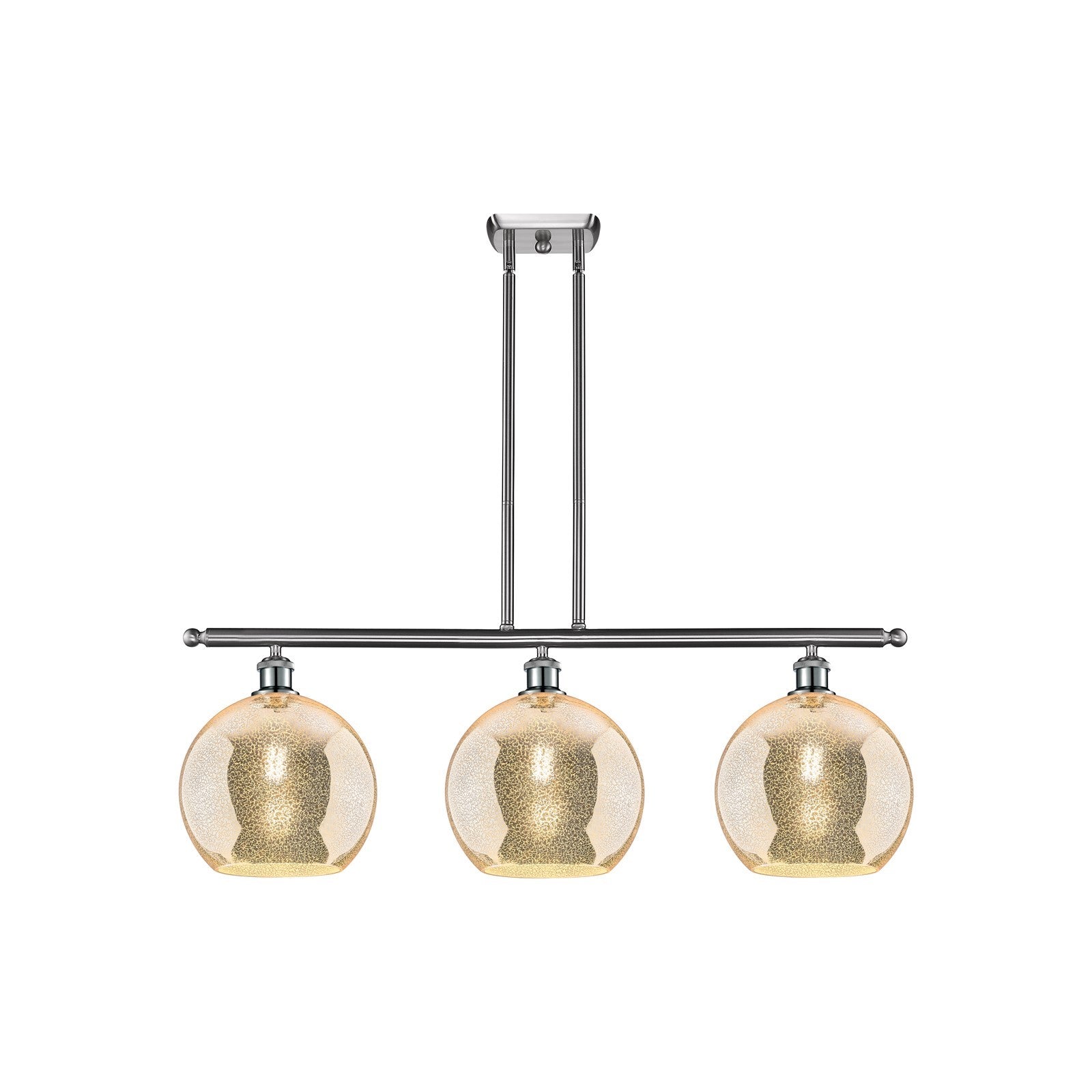 Innovations Athens 37in 3-Light Island Light | Industrial Brushed Satin Nickel Steel and Mercury Glass | Kitchen Island & Dining | Model 516-3I-SN-G128-10