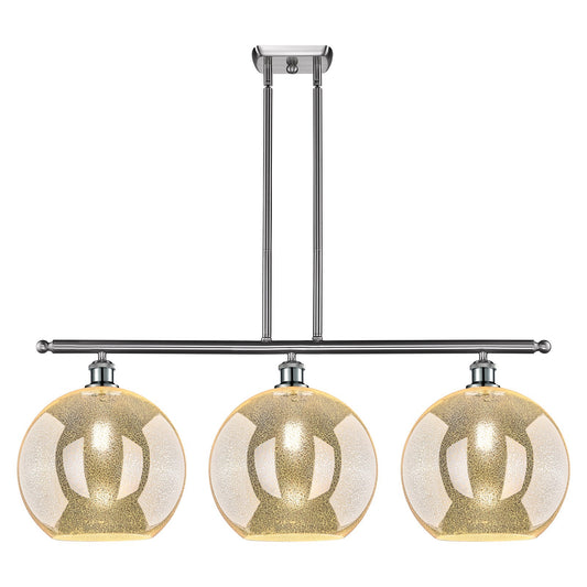 Innovations Athens 38in 3-Light Island Light | Industrial Brushed Satin Nickel and Mercury Glass | Kitchen Island & Dining Room | Model 516-3I-SN-G128-12