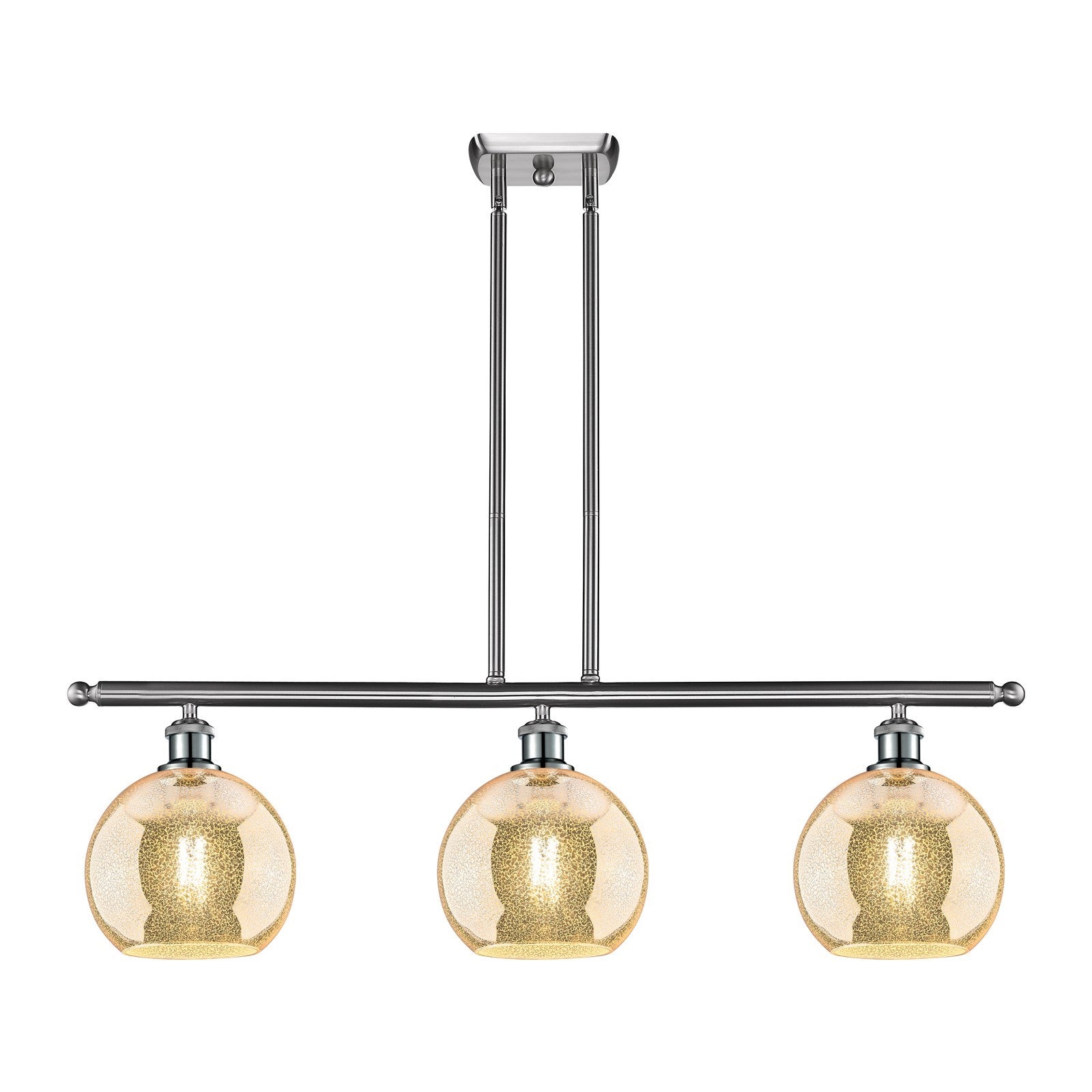 Innovations Athens 36in 3-Light Island Light | Industrial Brushed Satin Nickel and Mercury Glass | Kitchen Island & Dining Room | Model 516-3I-SN-G128-8