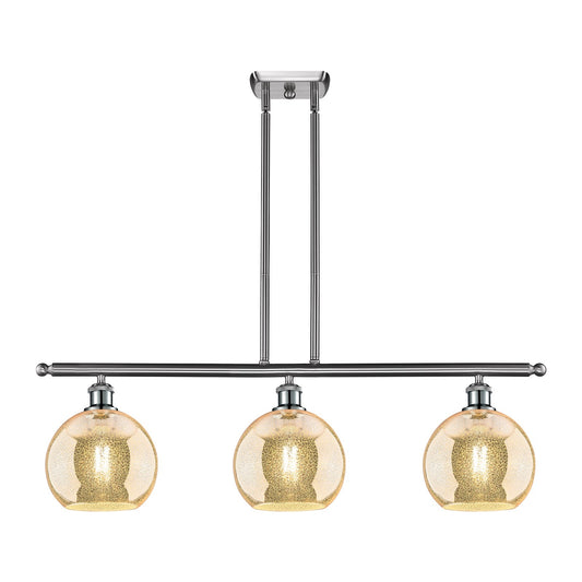 Innovations Athens 36in 3-Light Island Light | Industrial Brushed Satin Nickel and Mercury Glass | Kitchen Island & Dining Room | Model 516-3I-SN-G128-8