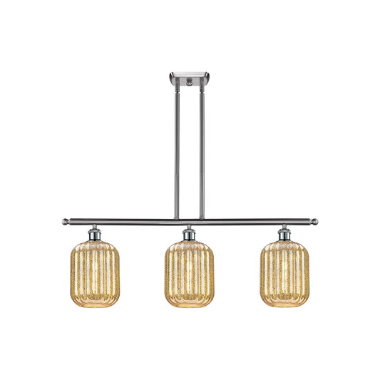 Innovations Preston Cylinder 36in 3-Light Island Light | Industrial Brushed Satin Nickel Steel and Mercury Glass | Kitchen | Model 516-3I-SN-G460-7ME