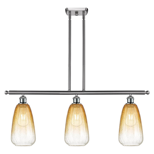 Innovations Brookhaven Almond 36in 3-Light Island Light | Industrial Brushed Satin Nickel and Amber Glass | Kitchen Island & | Model 516-3I-SN-G480-6AM