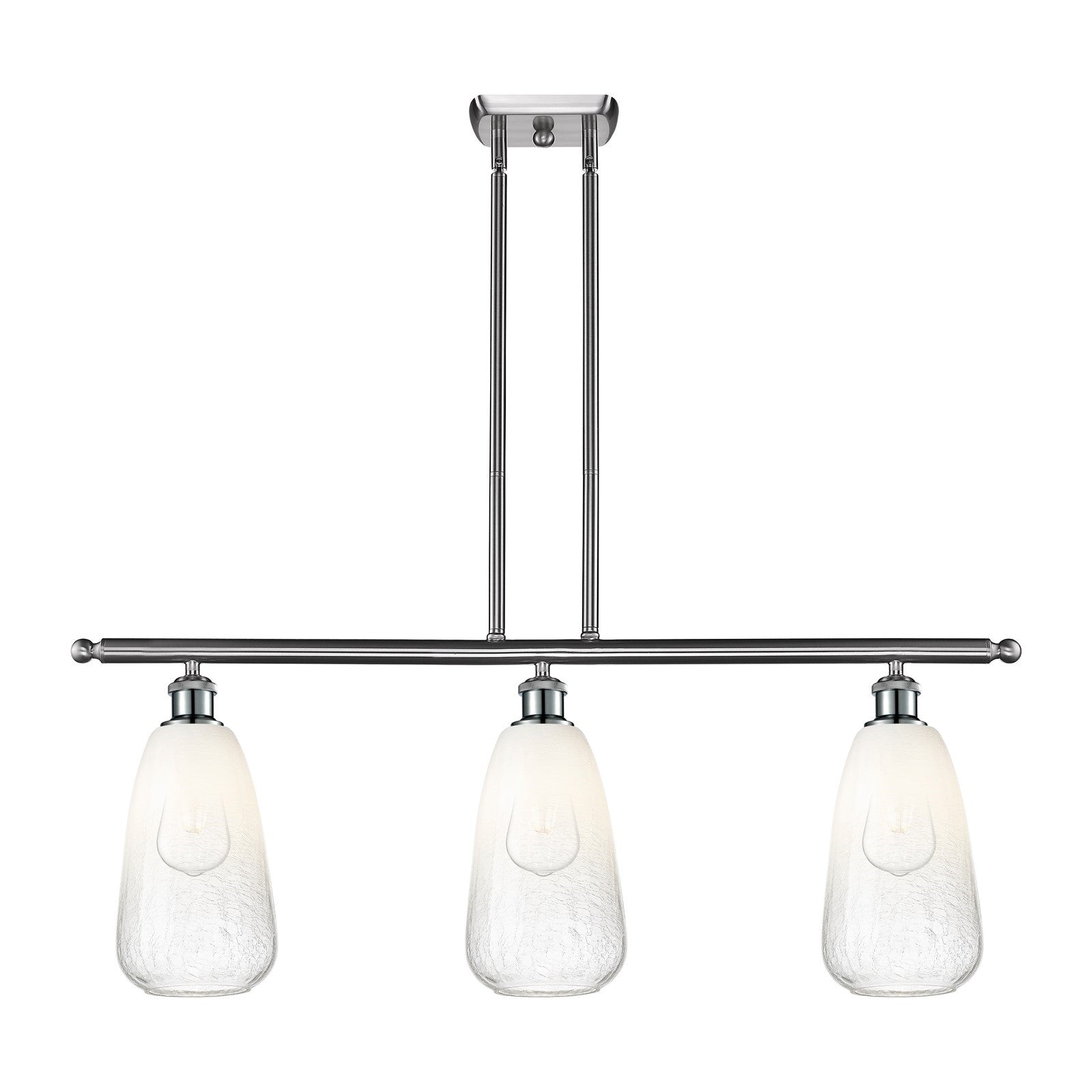 Innovations Brookhaven Almond 36in 3-Light Island Light | Industrial Brushed Satin Nickel and Opal Glass | Kitchen Island & | Model 516-3I-SN-G480-6OP