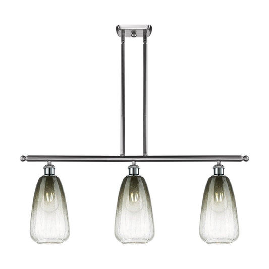 Innovations Brookhaven Almond 36in 3-Light Island Light | Industrial Brushed Satin Nickel Steel and Slate Glass | Kitchen | Model 516-3I-SN-G480-6SL