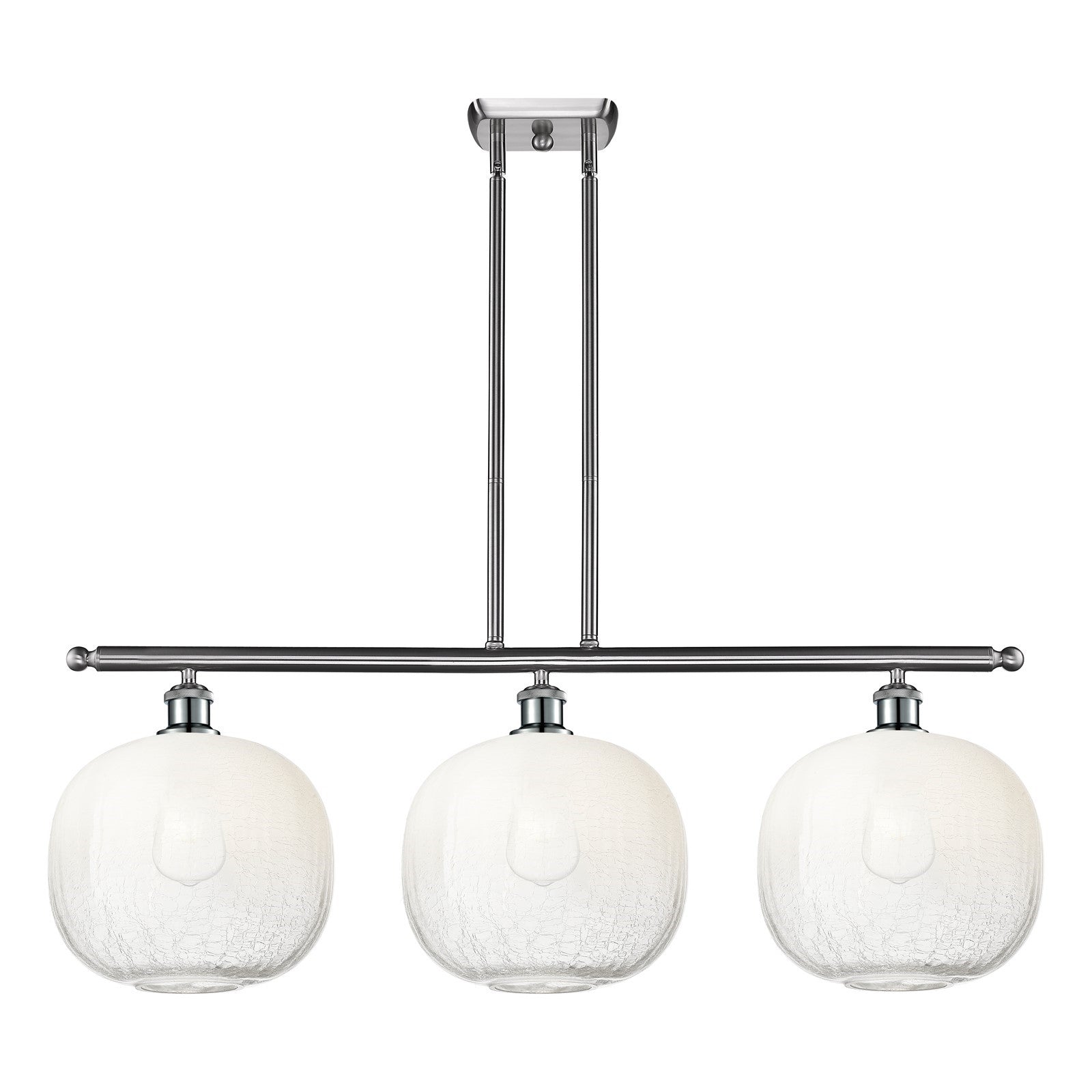 Innovations Brookhaven Sphere 37in 3-Light Island Light | Industrial Brushed Satin Nickel Steel and Opal Glass | Kitchen | Model 516-3I-SN-G481-10OP