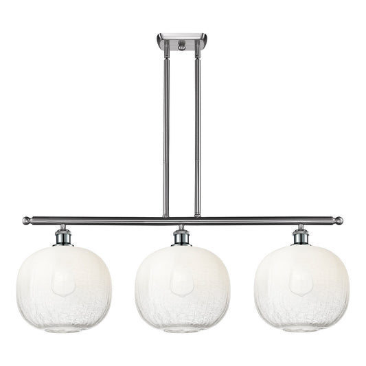 Innovations Brookhaven Sphere 37in 3-Light Island Light | Industrial Brushed Satin Nickel Steel and Opal Glass | Kitchen | Model 516-3I-SN-G481-10OP