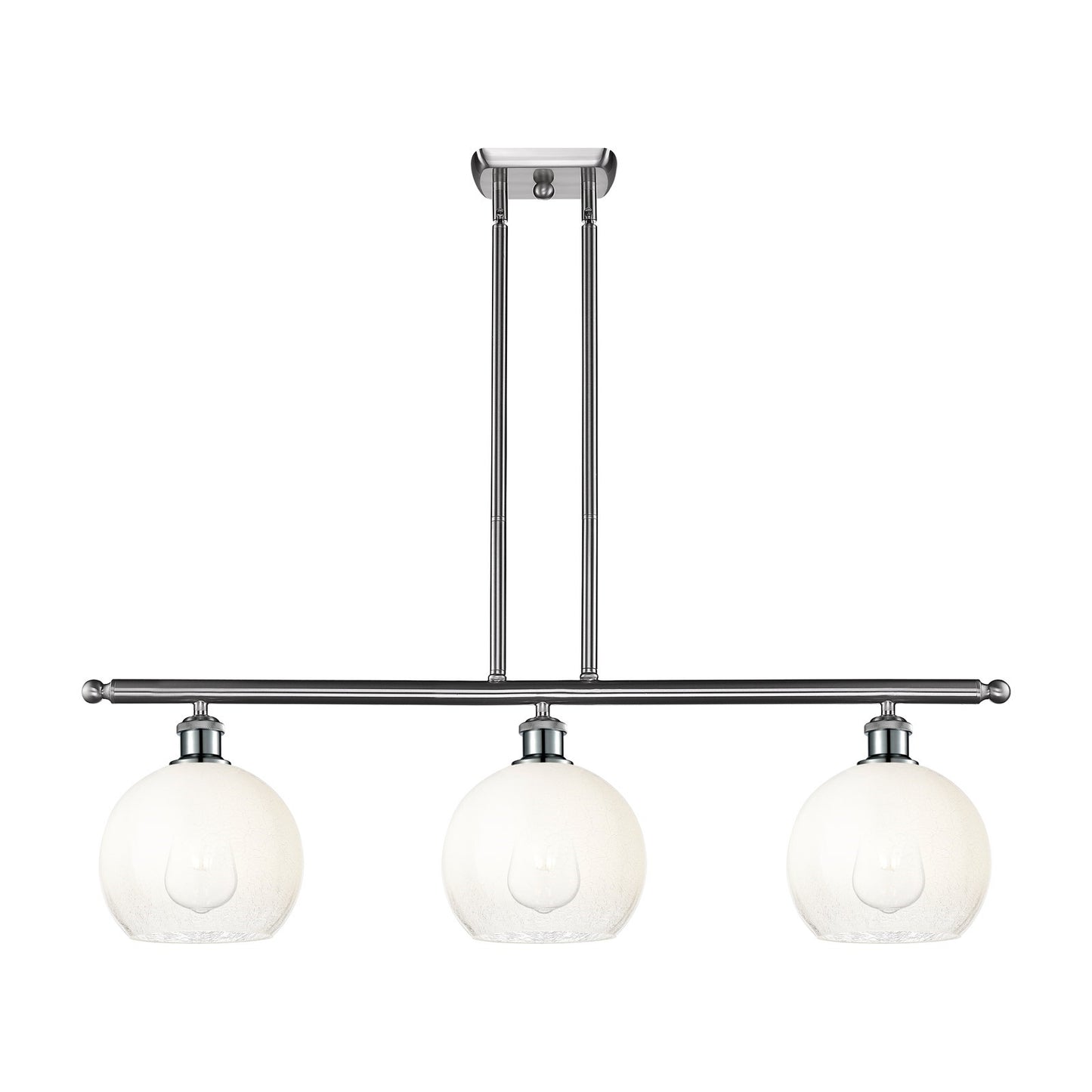 Innovations Brookhaven Globe 36in 3-Light Island Light | Industrial Brushed Satin Nickel and Opal Glass | Kitchen Island & | Model 516-3I-SN-G483-8OP