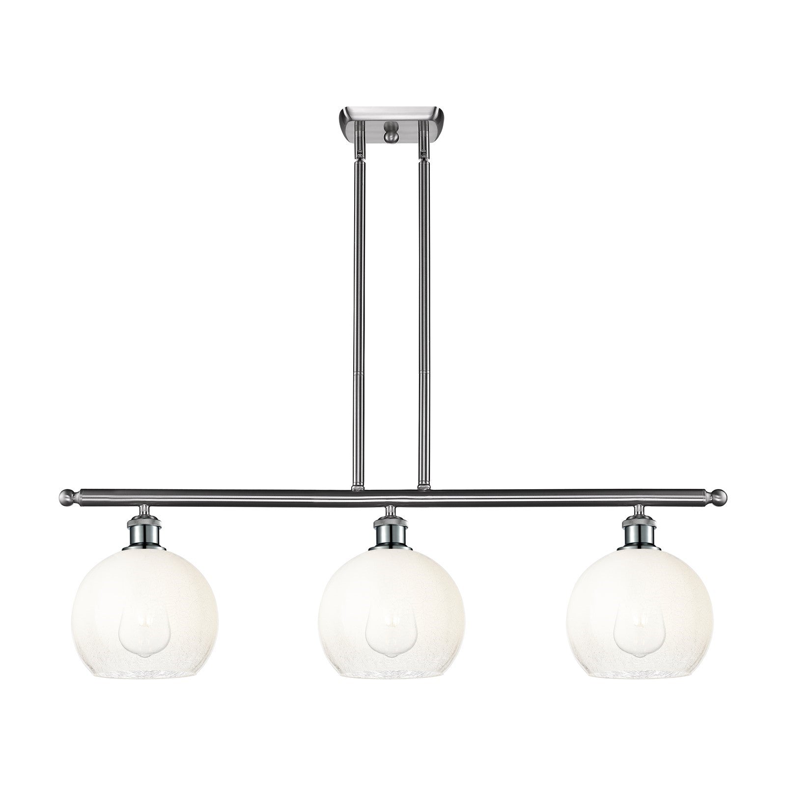 Innovations Brookhaven Globe 36in 3-Light Island Light | Industrial Brushed Satin Nickel and Opal Glass | Kitchen Island & | Model 516-3I-SN-G483-8OP