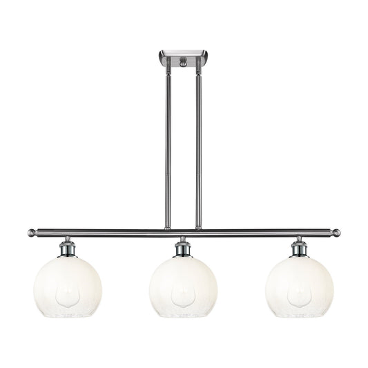 Innovations Brookhaven Globe 36in 3-Light Island Light | Industrial Brushed Satin Nickel and Opal Glass | Kitchen Island & | Model 516-3I-SN-G483-8OP