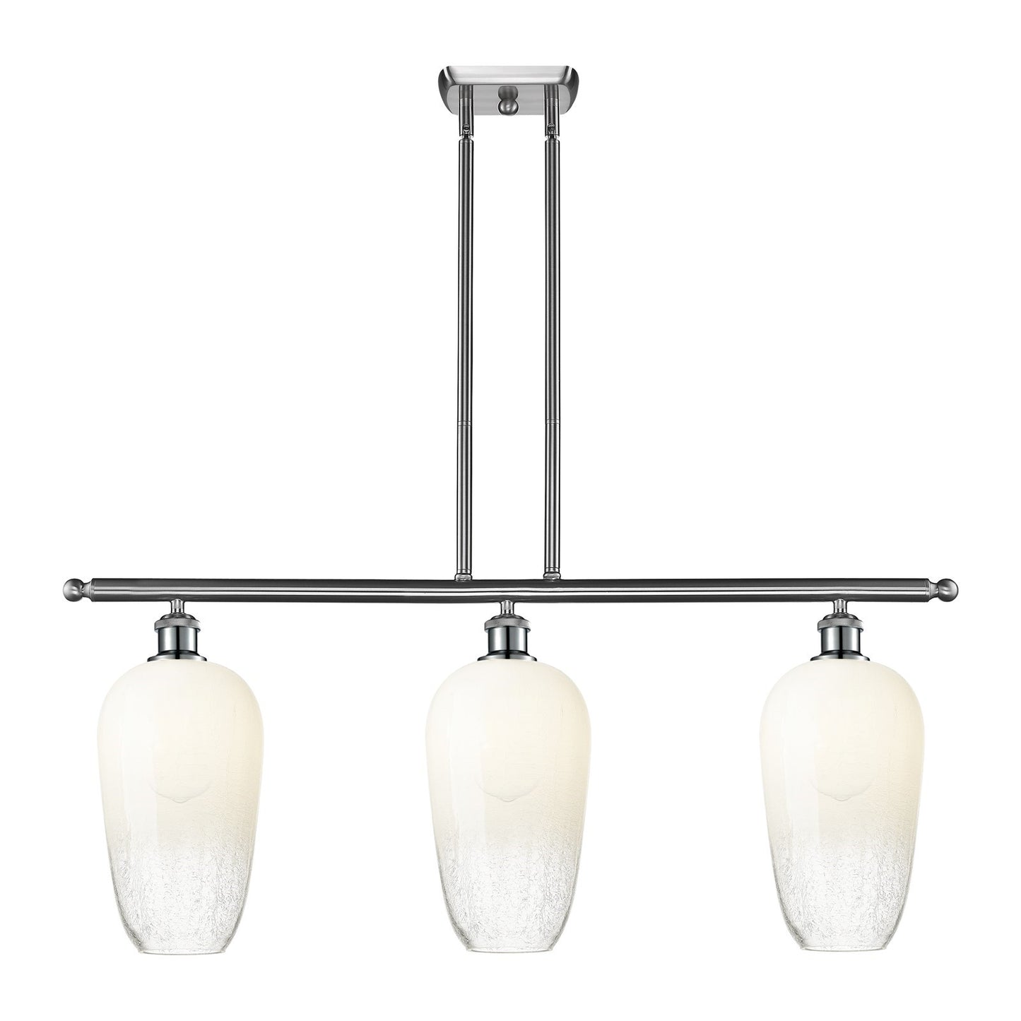 Innovations Brookhaven Flute 36in 3-Light Island Light | Industrial Brushed Satin Nickel and Opal Glass | Kitchen Island & | Model 516-3I-SN-G484-7OP