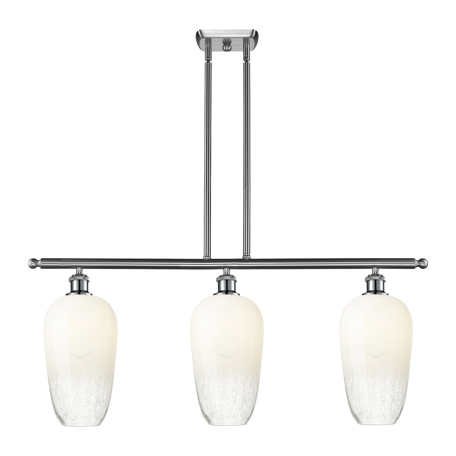 Innovations Brookhaven Flute 36in 3-Light Island Light | Industrial Brushed Satin Nickel and Opal Glass | Kitchen Island & | Model 516-3I-SN-G484-7OP