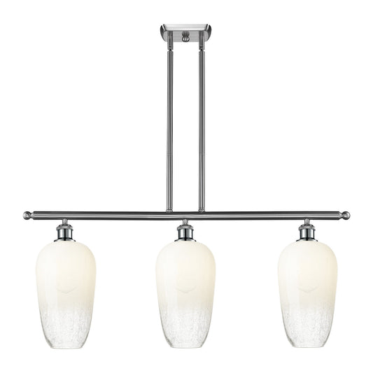 Innovations Brookhaven Flute 36in 3-Light Island Light | Industrial Brushed Satin Nickel and Opal Glass | Kitchen Island & | Model 516-3I-SN-G484-7OP