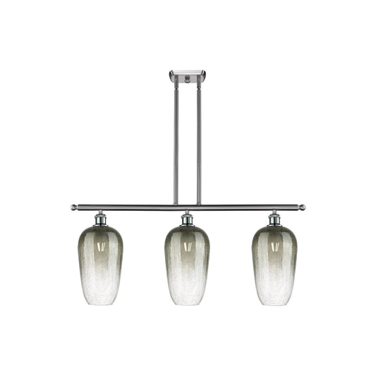 Innovations Brookhaven Flute 36in 3-Light Island Light | Industrial Brushed Satin Nickel and Slate Glass | Kitchen Island & | Model 516-3I-SN-G484-7SL