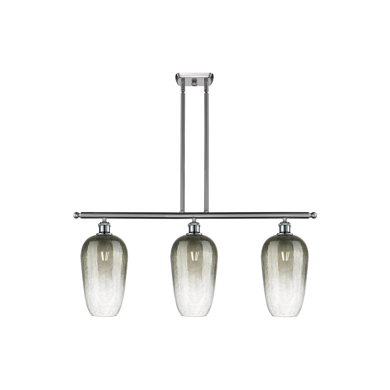 Innovations Brookhaven Flute 36in 3-Light Island Light | Industrial Brushed Satin Nickel and Slate Glass | Kitchen Island & | Model 516-3I-SN-G484-7SL
