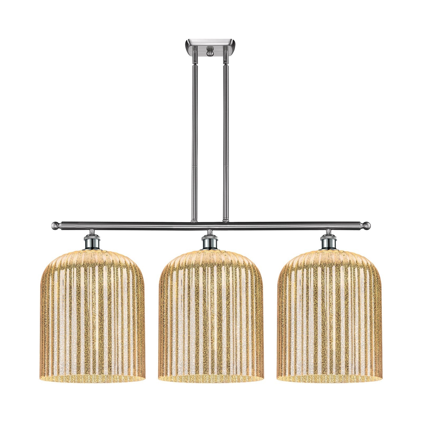 Innovations Bridal Veil 36in 3-Light Island Light | Art Nouveau Brushed Satin Nickel and Mercury Ribbed Glass | Kitchen Island | Model 516-3I-SN-G559-12ME