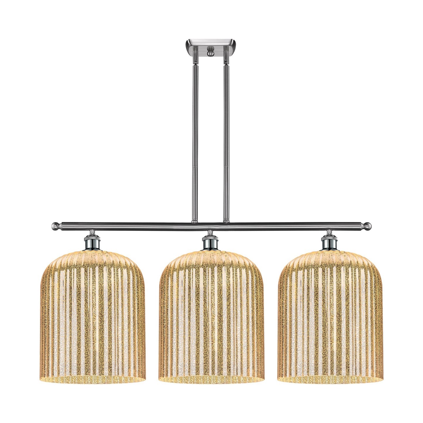 Innovations Bridal Veil 36in 3-Light Island Light | Art Nouveau Brushed Satin Nickel and Mercury Ribbed Glass | Kitchen Island | Model 516-3I-SN-G559-12ME