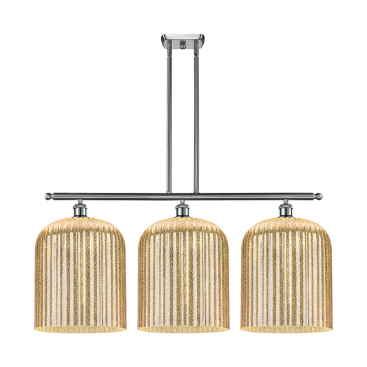 Innovations Bridal Veil 36in 3-Light Island Light | Art Nouveau Brushed Satin Nickel and Mercury Ribbed Glass | Kitchen Island | Model 516-3I-SN-G559-12ME