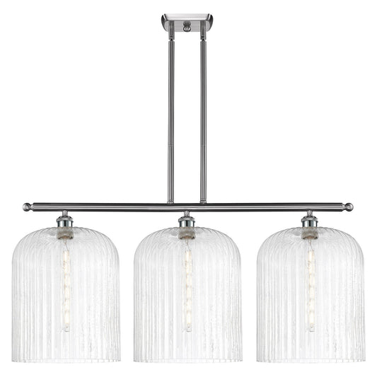 Innovations Bridal Veil 36in 3-Light Island Light | Art Nouveau Brushed Satin Nickel and Seedy Ribbed Glass | Kitchen Island | Model 516-3I-SN-G559-12SDY