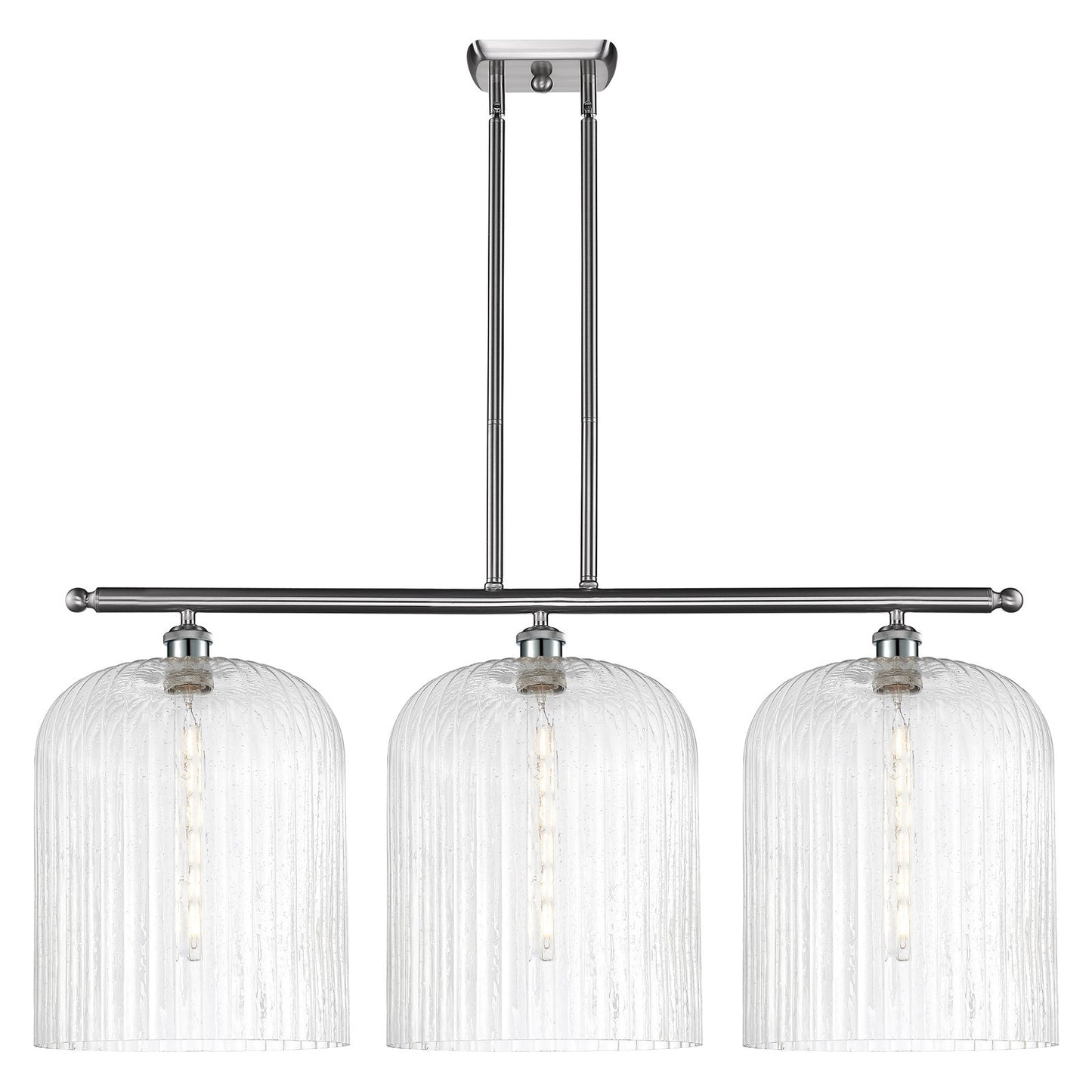 Innovations Bridal Veil 36in 3-Light Island Light | Art Nouveau Brushed Satin Nickel and Seedy Ribbed Glass | Kitchen Island | Model 516-3I-SN-G559-12SDY