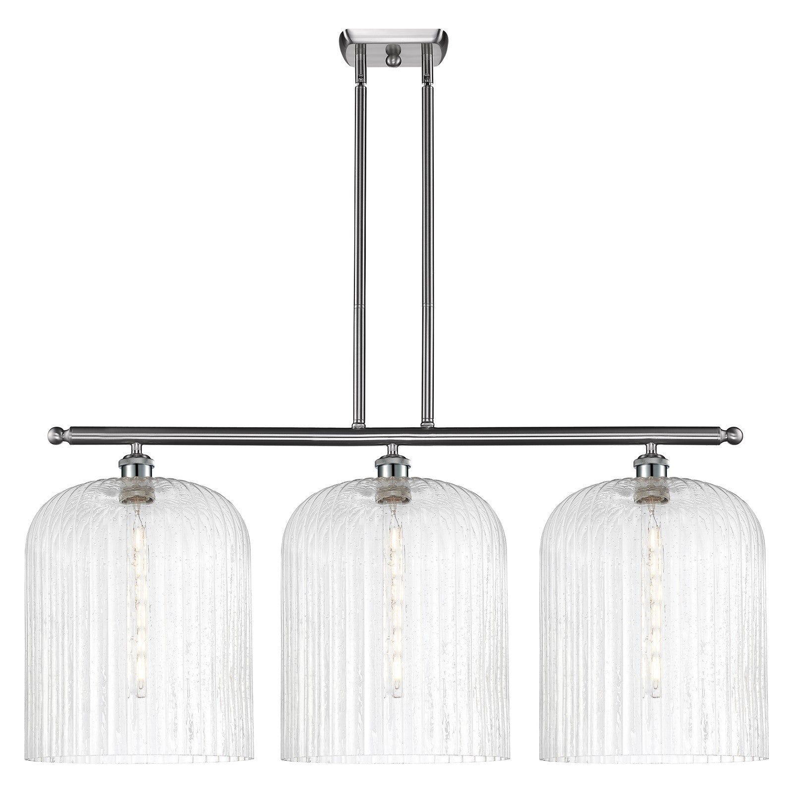 Innovations Bridal Veil 36in 3-Light Island Light | Art Nouveau Brushed Satin Nickel and Seedy Ribbed Glass | Kitchen Island | Model 516-3I-SN-G559-12SDY