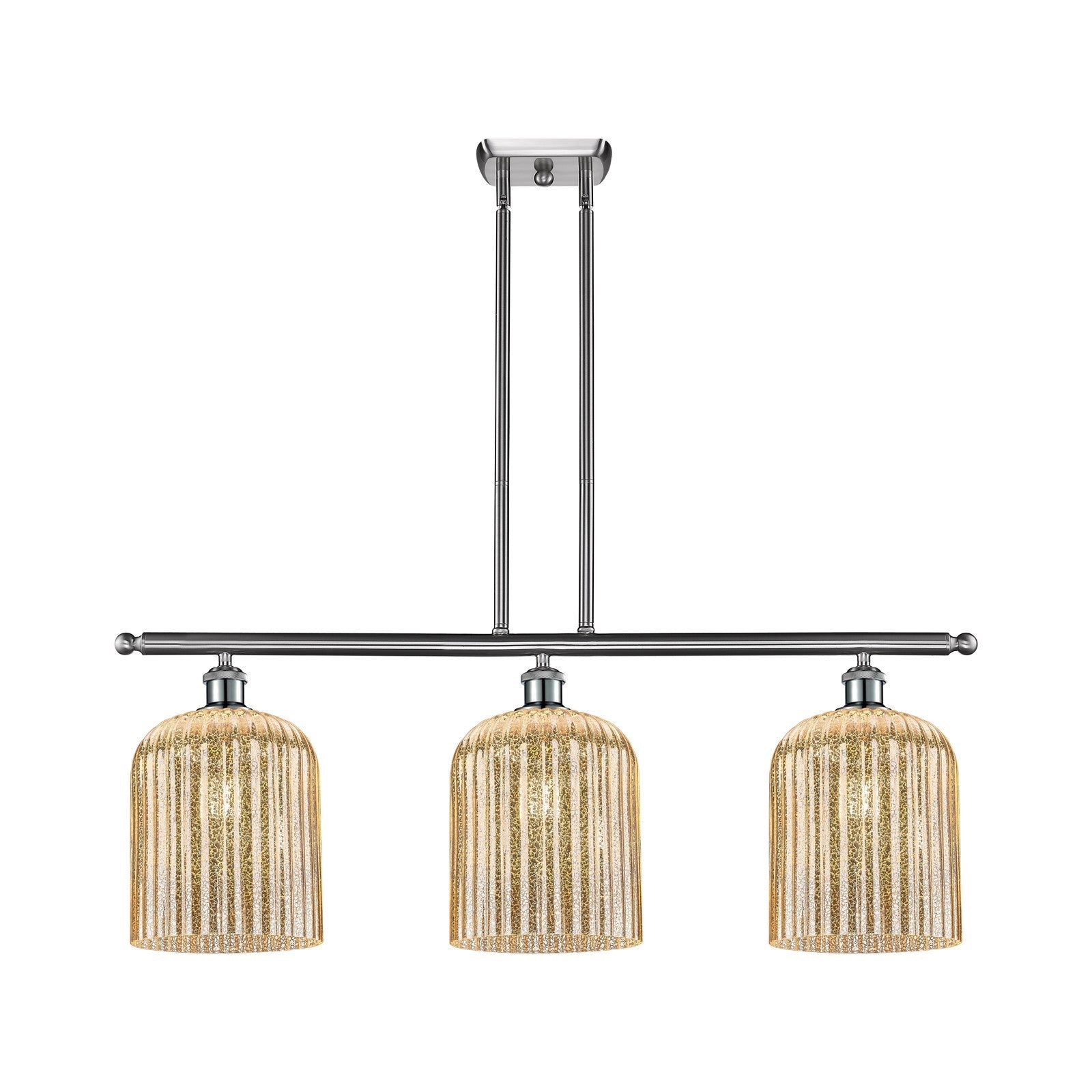 Innovations Bridal Veil 36in 3-Light Island Light | Art Nouveau Brushed Satin Nickel and Mercury Ribbed Glass | Kitchen Island | Model 516-3I-SN-G559-8ME