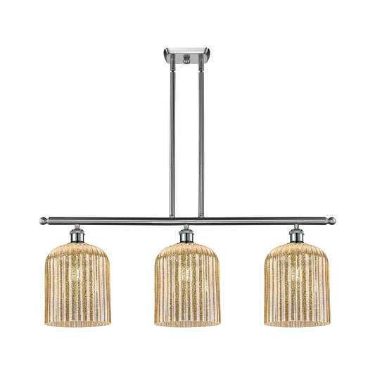 Innovations Bridal Veil 36in 3-Light Island Light | Art Nouveau Brushed Satin Nickel and Mercury Ribbed Glass | Kitchen Island | Model 516-3I-SN-G559-8ME