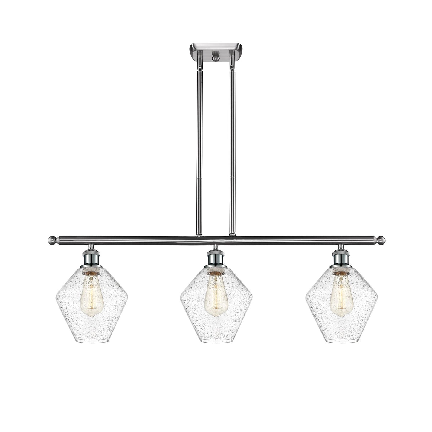 Innovations Ballston Cindyrella 36in 3-Light LED Island | Transitional Brushed Satin Nickel and Seedy Glass | Kitchen Island | Model 516-3I-SN-G654-8-LED
