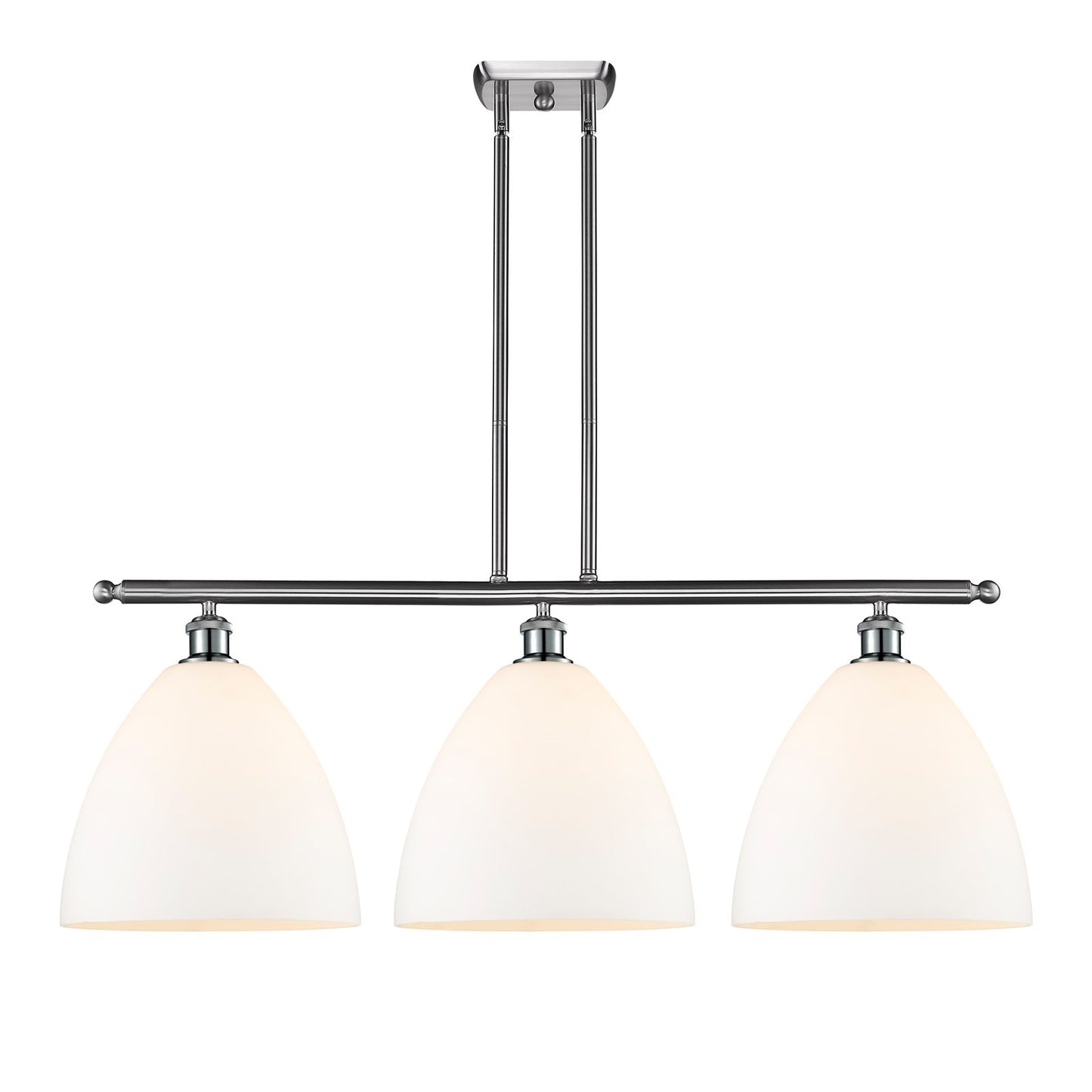 Innovations Bristol 38.5in 3-Light Island Light | Industrial Brushed Satin Nickel and Matte White Glass | Kitchen Island & | Model 516-3I-SN-GBD-121