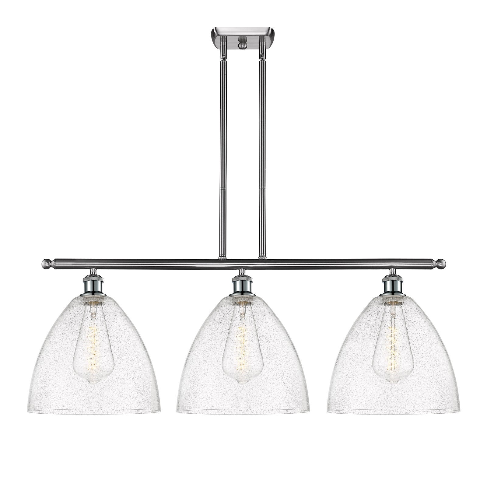 Innovations Bristol 38.5in 3-Light Island Light | Industrial Brushed Satin Nickel Steel and Seedy Glass | Kitchen Island & | Model 516-3I-SN-GBD-124