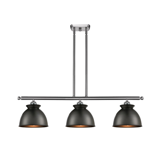 Innovations Adirondack 36in 3-Light Island Light | Industrial Farmhouse Brushed Satin Nickel and Matte Black Metal Shade | Model 516-3I-SN-M14-BK