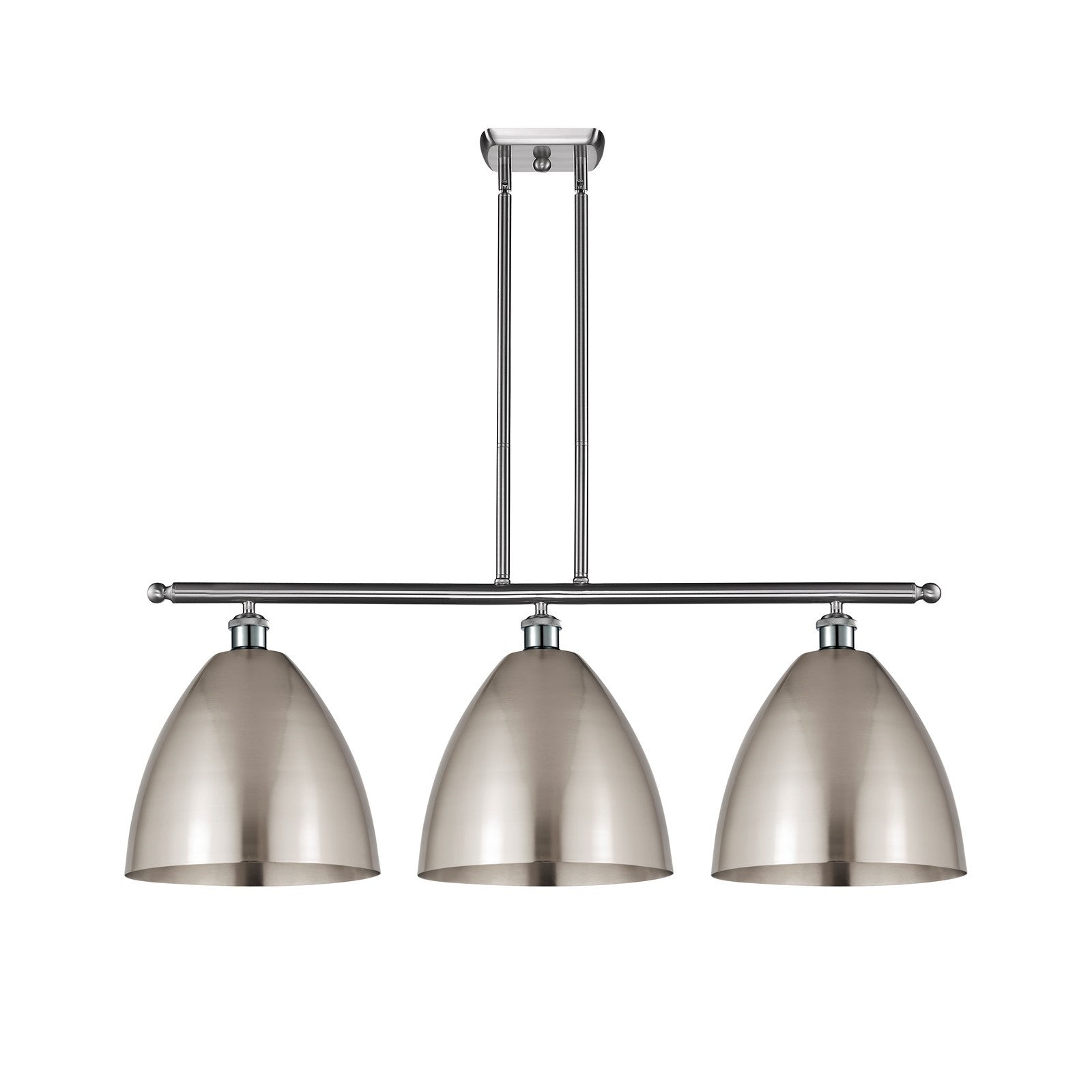 Innovations Bristol 39in 3-Light Island Light | Industrial Farmhouse Brushed Satin Nickel Steel and Metal Shade | Kitchen | Model 516-3I-SN-MBD-12-SN