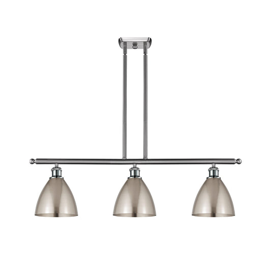 Innovations Bristol 36in 3-Light Island Light | Industrial Farmhouse Brushed Satin Nickel Steel and Metal Shade | Kitchen | Model 516-3I-SN-MBD-75-SN