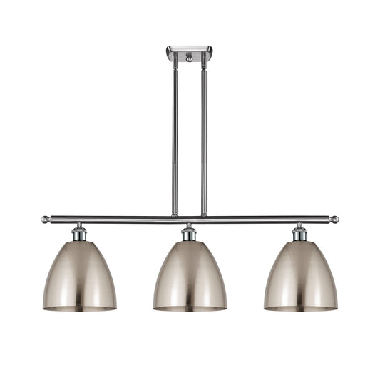 Innovations Bristol 36in 3-Light Island Light | Industrial Brushed Satin Nickel Steel and Brushed Satin Nickel Metal Shade | Model 516-3I-SN-MBD-9-SN-LED